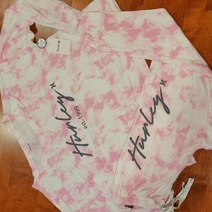 Hurley Bright Pink Pajama Set Sz Lrg